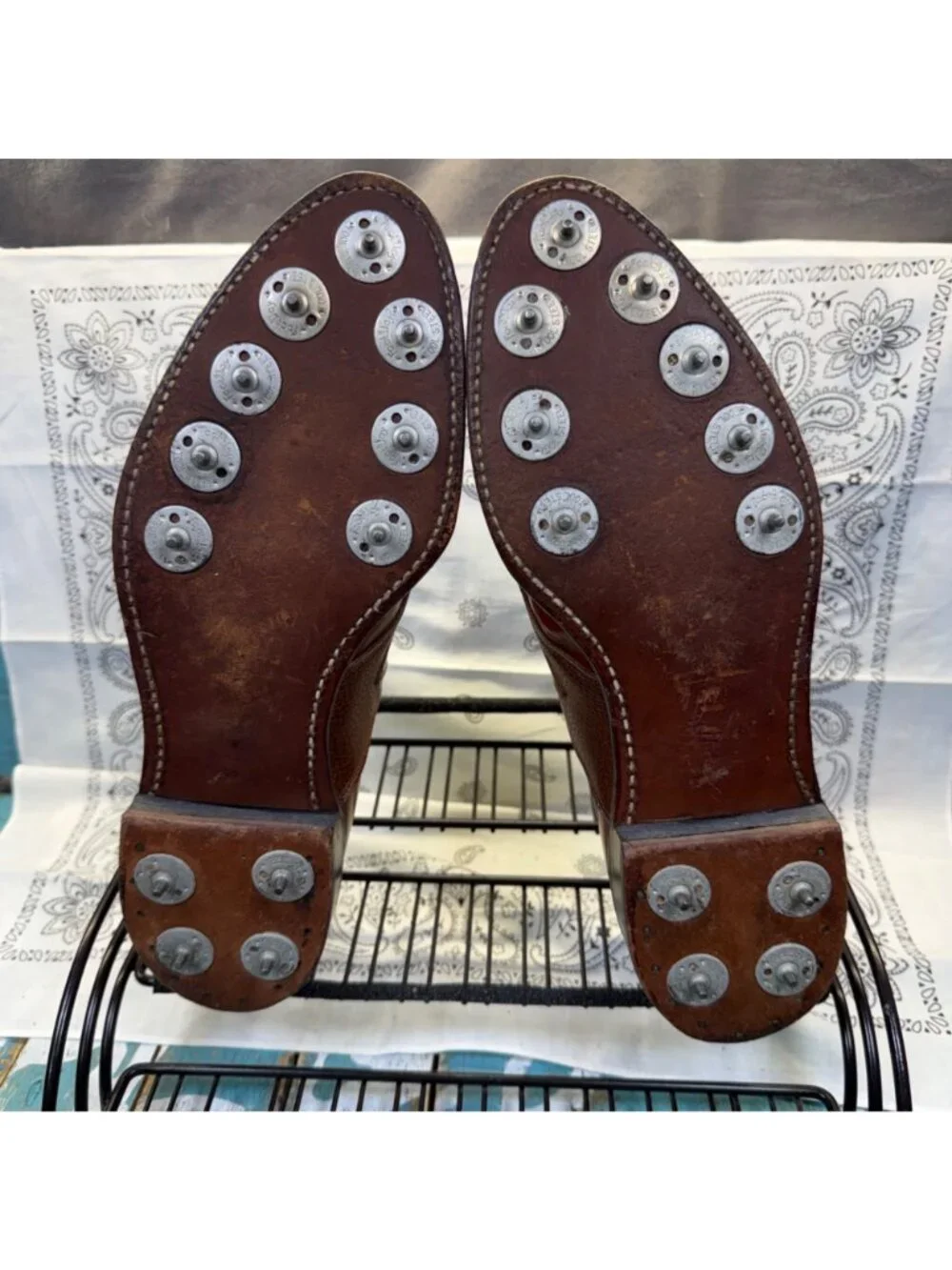 Vintage FootJoy Classics Brown Saddle 57117 Metal Spiked Golf Shoes Mens 9.5D